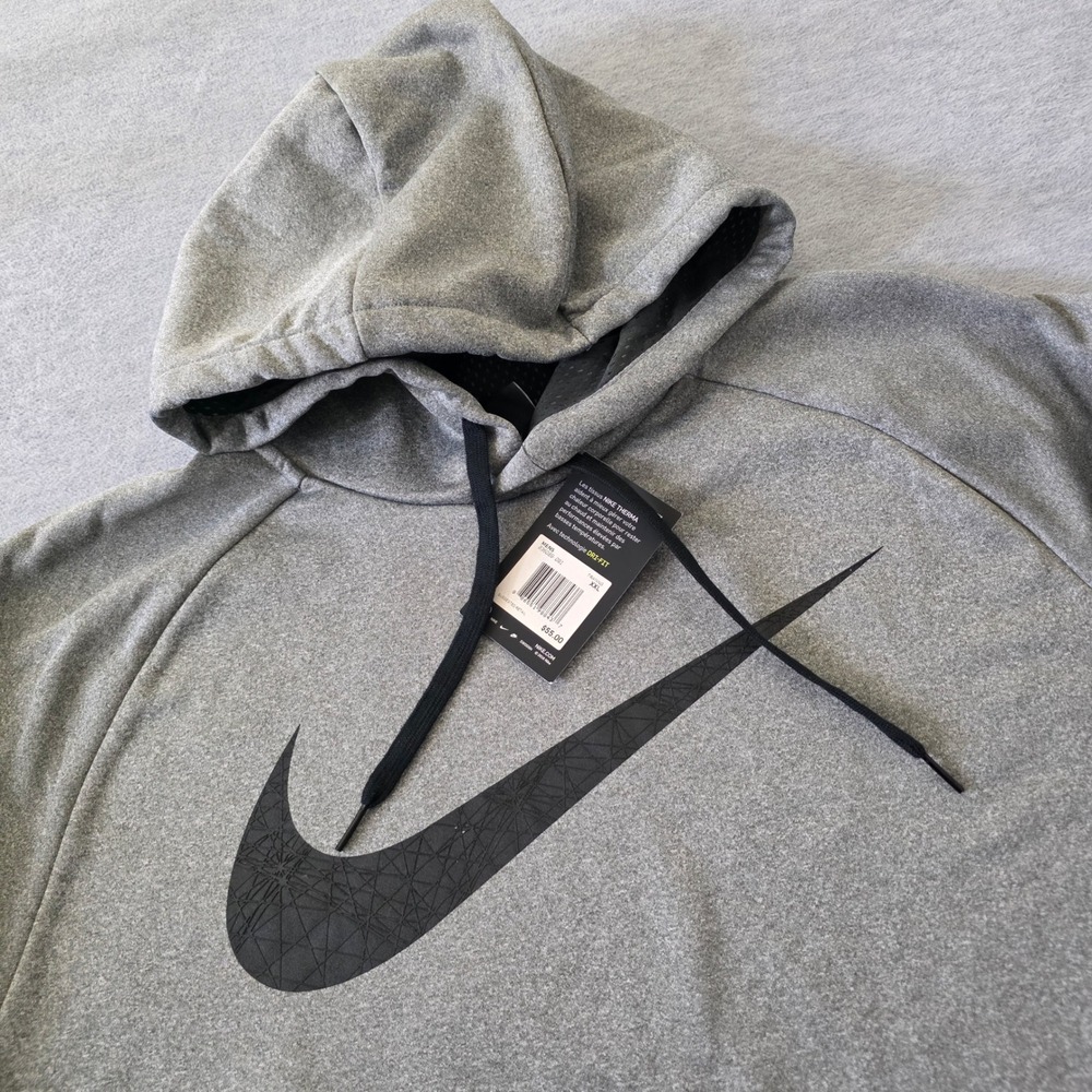 Nike Mens Therma Dri-FIT Training Hoodie Grey Black 836089-091 XXL NWT
